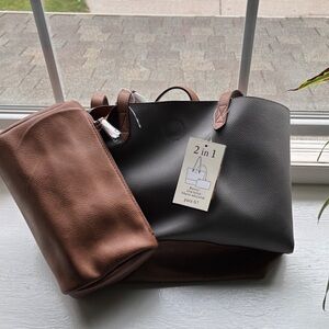 Seven7 Gray and Brown Duffel Bag Set